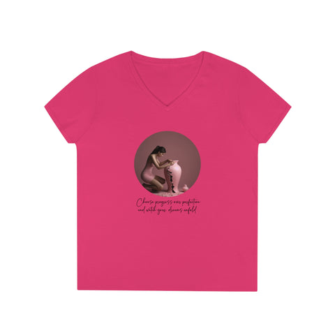 Ladies' V-Neck T-Shirt - Choose progress over perfection and watch your  dreams unfold