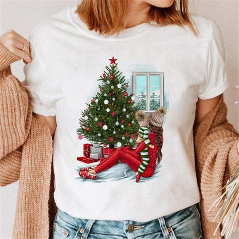 Christmas Multi Design Short Sleeve Tops