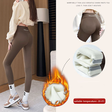 Fleece Lined Leggings High Waist Tight Tummy Control