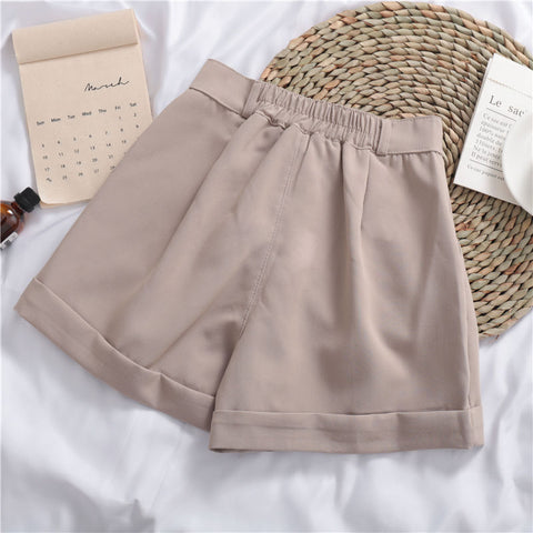 Roll-up Wide-leg Casual Shorts