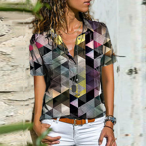 Summer Women's Button Up Collared Top