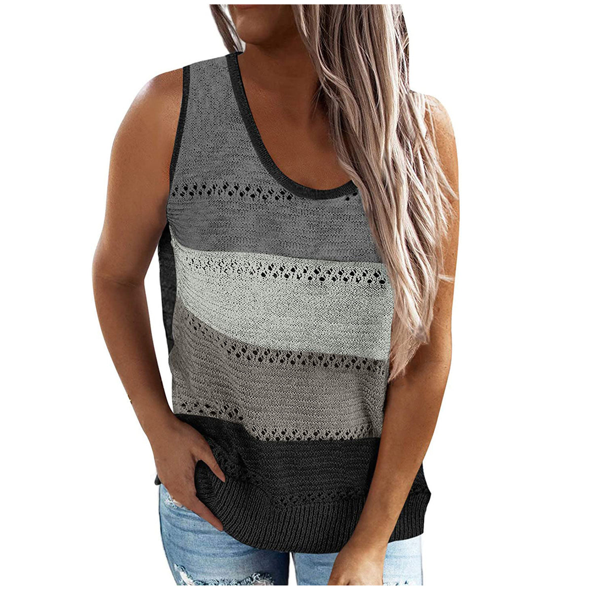 Hollow Sleeveless V-neck Tank Top