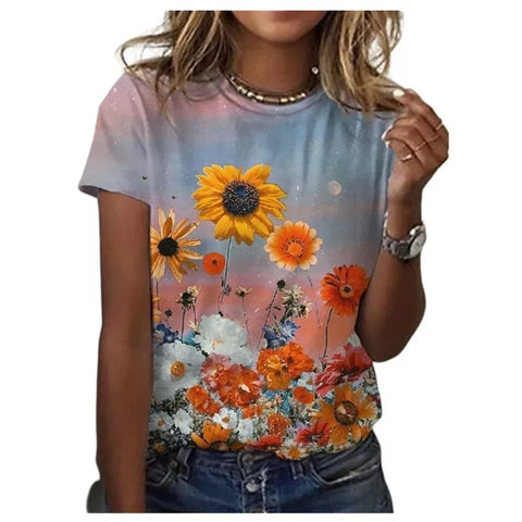 Fashion Designs Round Neck Short Sleeve Tops