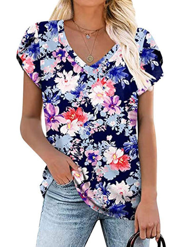 Multi Pattern V-neck Women's Top