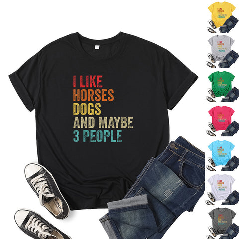 I Like Horses Short Sleeve Crew Neck Top