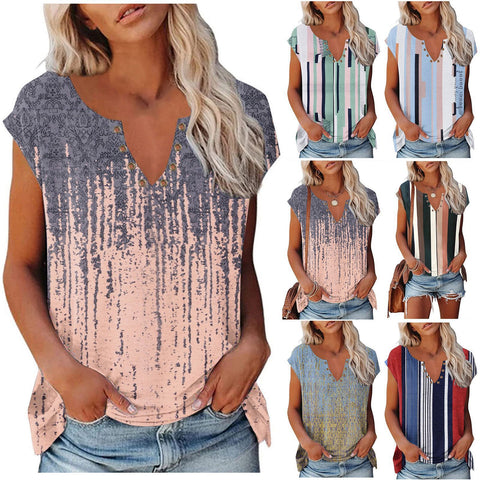 Multi Printed V-neck Women's Top