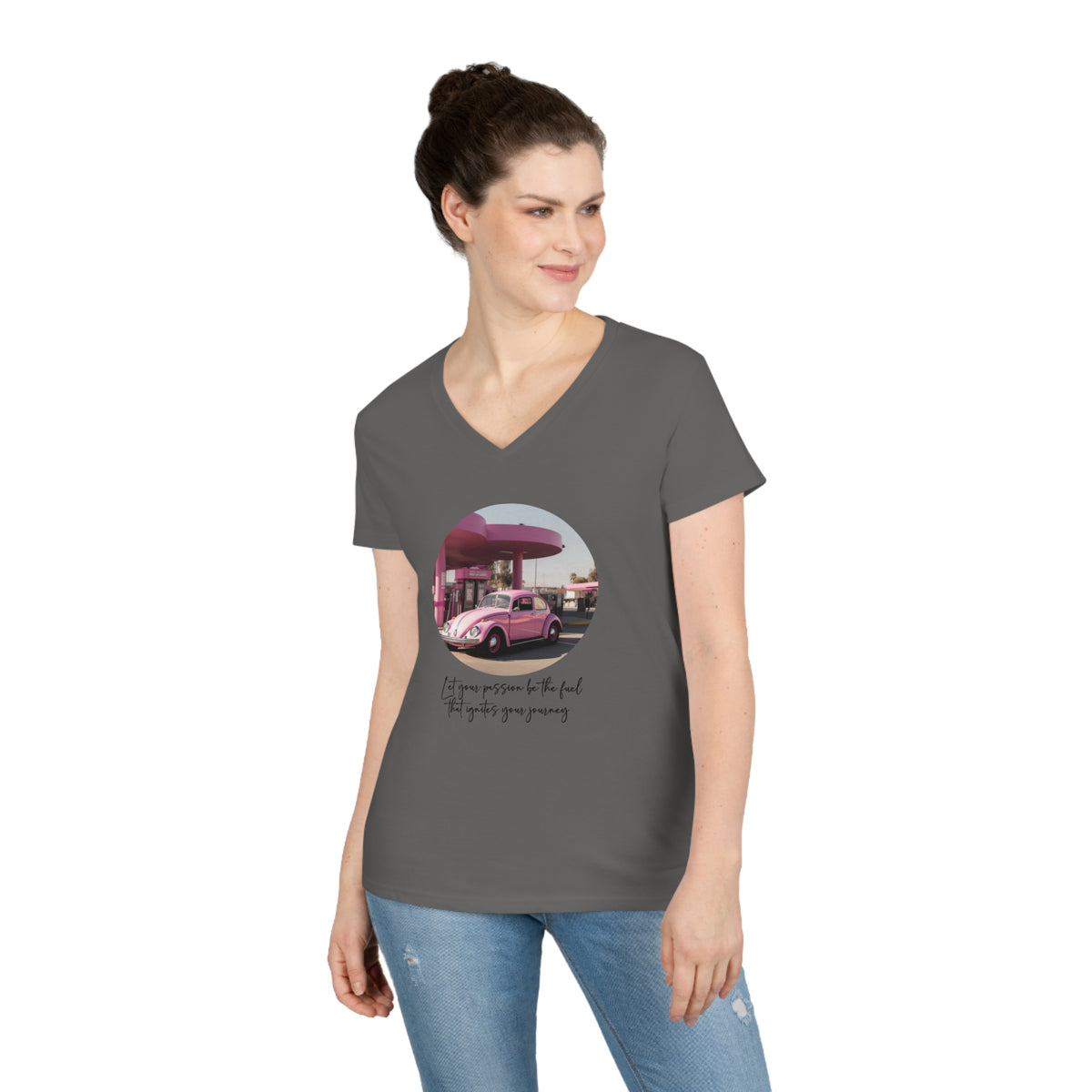 Ladies' V-Neck T-Shirt - Let your passion be the fuel that ignites your journey