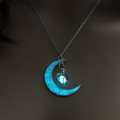 Glowing Pendant Necklaces Silver Plated Chain