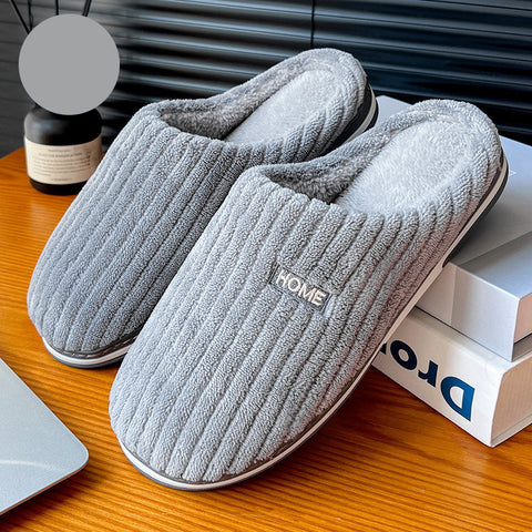 Solid Color Simple Cotton Winter Non-slip Home Warm Plush Slippers