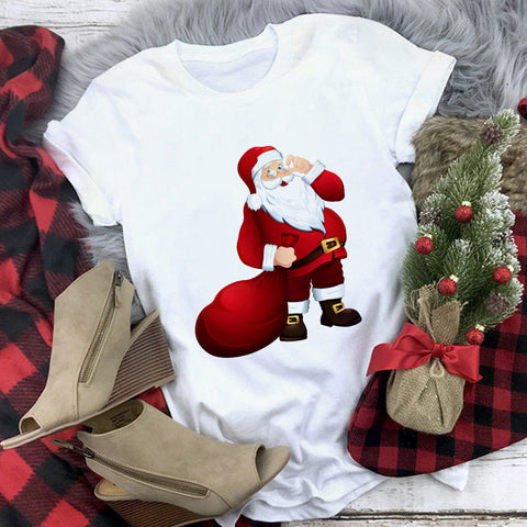 Christmas Multi Design Print Crew Neck T-shirt Top