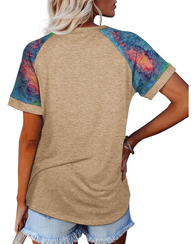 Camouflage Print Round Neck Short Sleeve T Shirt