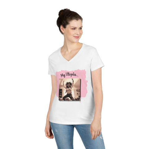 Ladies' V-Neck T-Shirt - Groove Dancing - Positively Chic