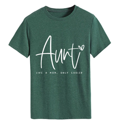 AUNT LIKE A MOM Round Neck Loose Short Sleeve T-shirt