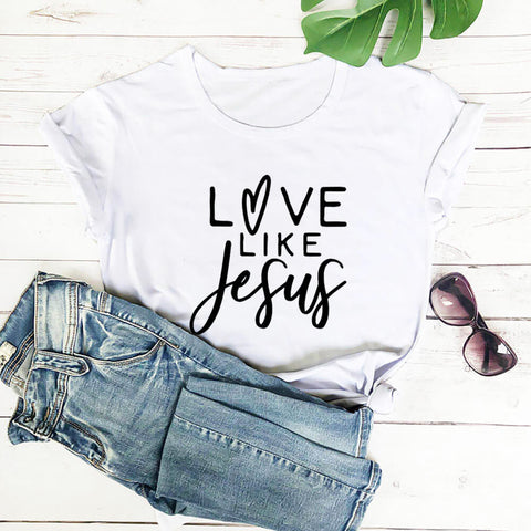 Love Like Jesus Women's Round Neck Short Sleeve T-Shirt Top