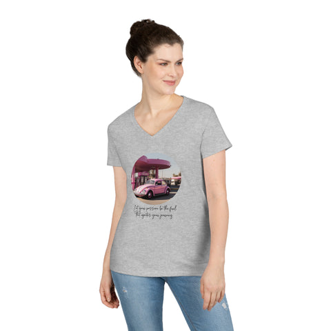 Ladies' V-Neck T-Shirt - Let your passion be the fuel that ignites your journey