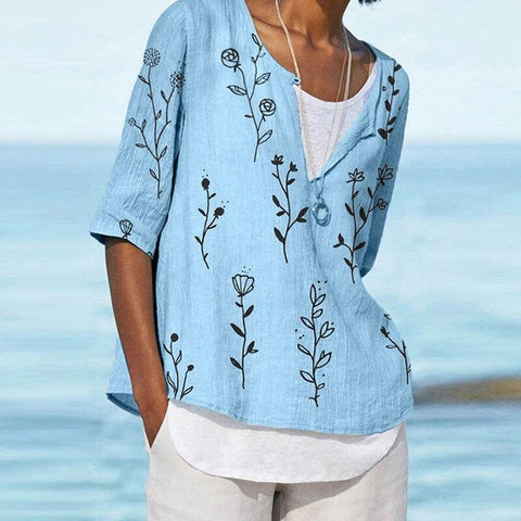 Women's Printed V-neck Half Sleeve Top