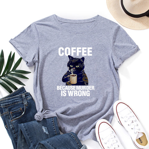 Coffee Because Round Neck Short-Sleeved T-shirt Top