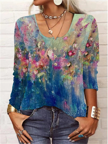 Multi Flower Casual Fashion Top