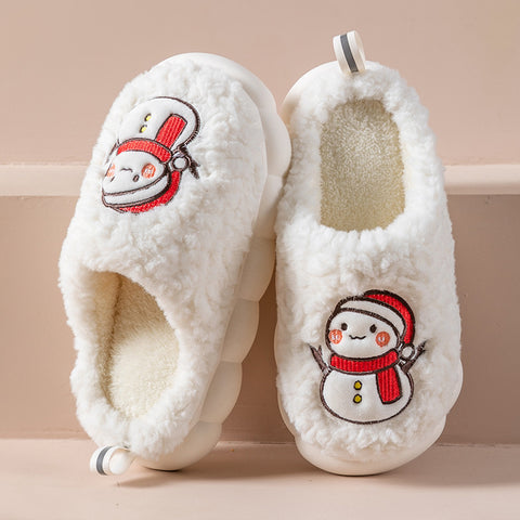 Cute Snowman Slippers Warm Plush Thick-Soled Anti-slip House Shoes