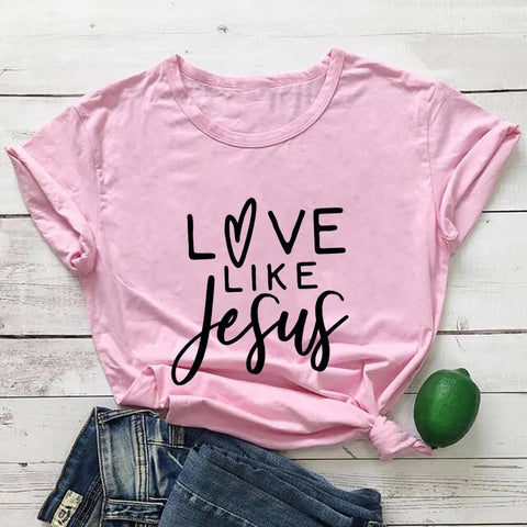 Love Like Jesus Women's Round Neck Short Sleeve T-Shirt Top