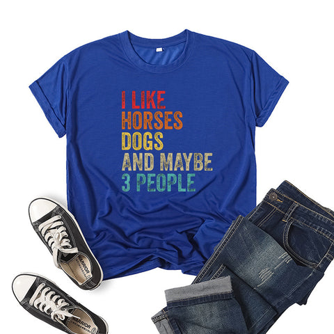 I Like Horses Short Sleeve Crew Neck Top