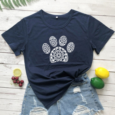 Patterned Animal Footprint Short-Sleeve Top