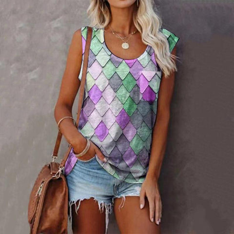 Women's Round Neck Top Pocket Sleeveless Top