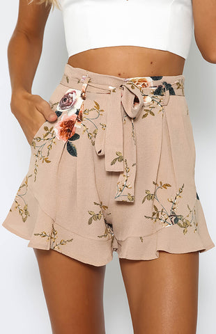 Summer Floral Loose Flowing Ruffle Shorts