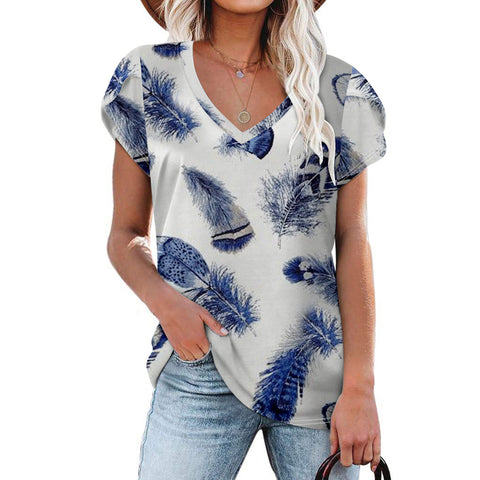 Multi Pattern V-neck Women's Top