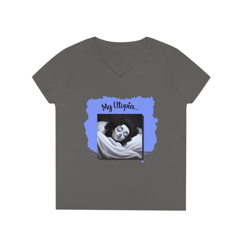 Ladies' V-Neck T-Shirt - Sleeping - Fun and Fabulous