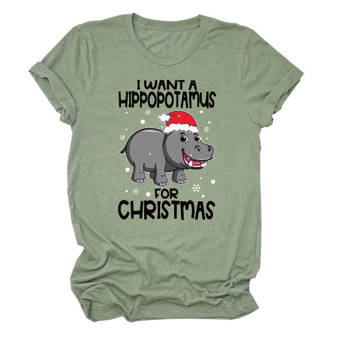 I Want a Hippopotamus Round Neck Top