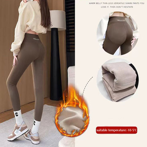 Fleece Lined Leggings High Waist Tight Tummy Control