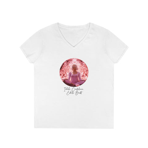 Ladies' V-Neck T-Shirt - Inhale Confidence,  Exhale Doubt