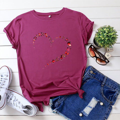 Love Butterfly Cotton Short Sleeve Top