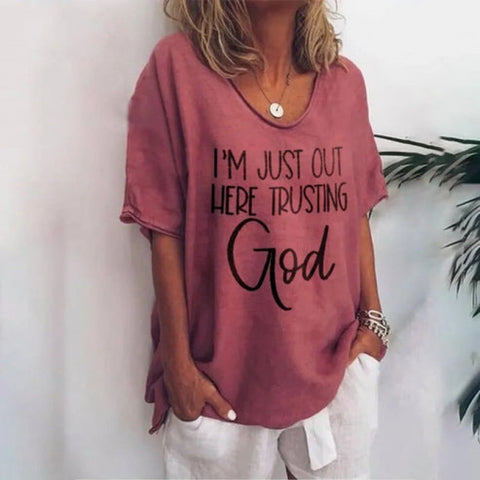 Inspirational Fashion V-neck Printed Top