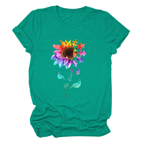 Colorful Be Kind Flower Puzzle Pieces T-Shirt