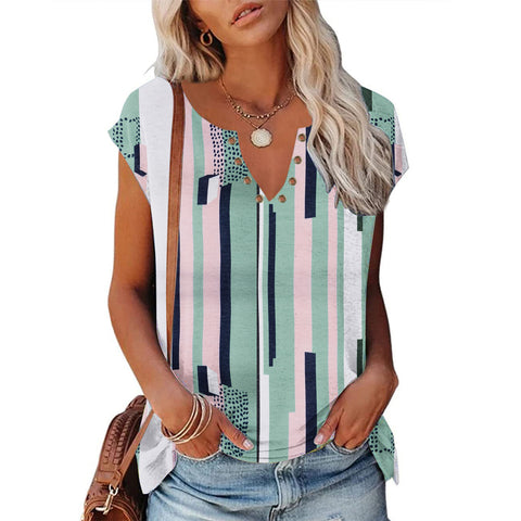 Multi Printed V-neck Women's Top