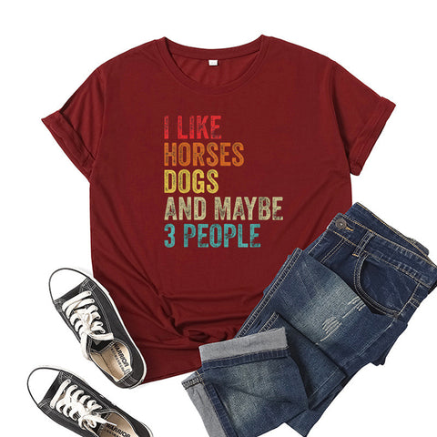 I Like Horses Short Sleeve Crew Neck Top