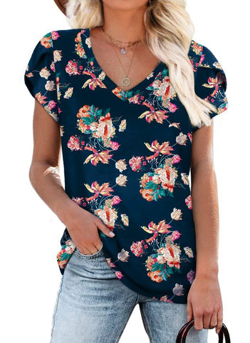 Multi Pattern V-neck Women's Top