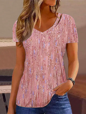 Summer Short Sleeve Printed Top