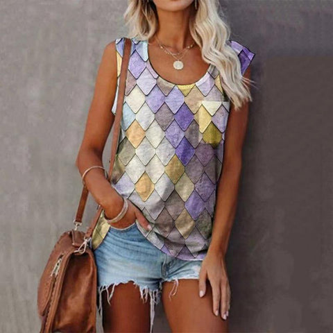 Women's Round Neck Top Pocket Sleeveless Top