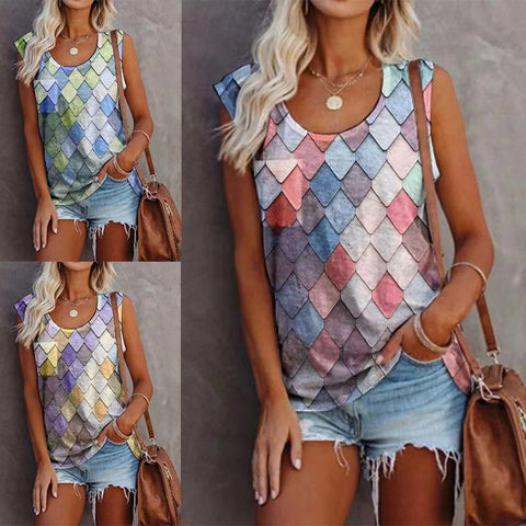 Women's Round Neck Top Pocket Sleeveless Top