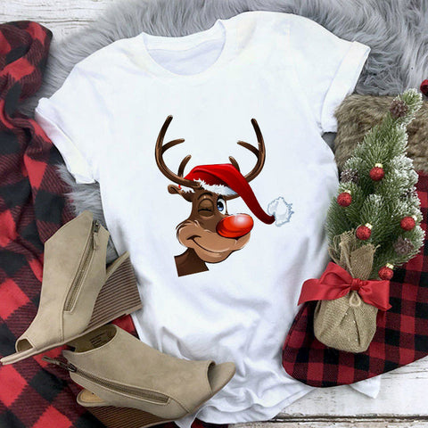 Christmas Multi Design Print Crew Neck T-shirt Top