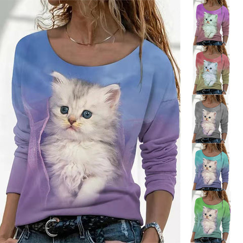 Multi Color Kitten 3D Long-sleeved Shirt