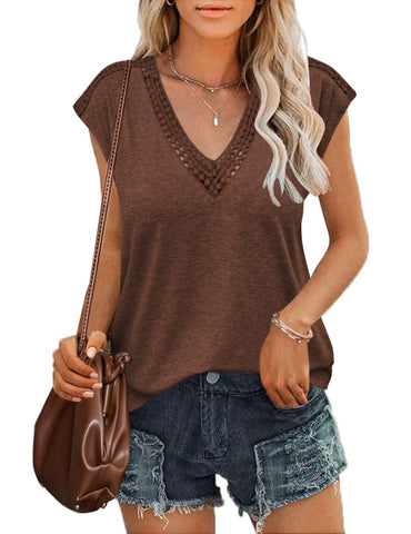 Lace V-Neck Sleeveless Women's Top