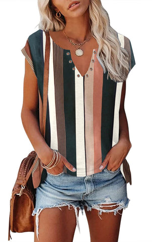 Multi Printed V-neck Women's Top