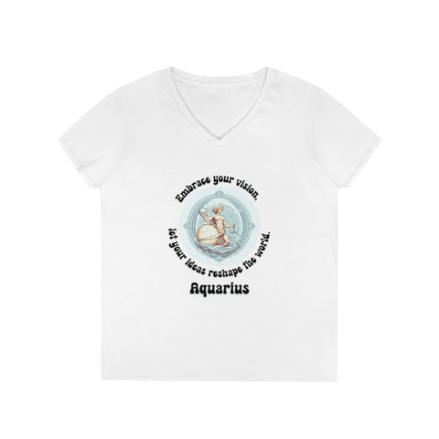 Ladies' V-Neck T-Shirt - Aquarius - Embrace your vision, let your ideas reshape the world