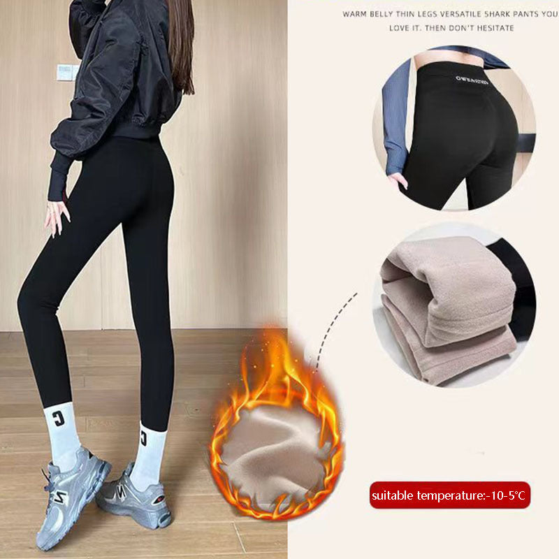 Fleece Lined Leggings High Waist Tight Tummy Control