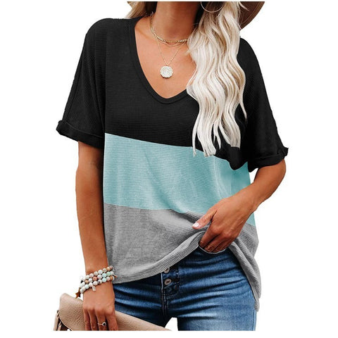 Fashionable Women's Color Matching Pullover Top