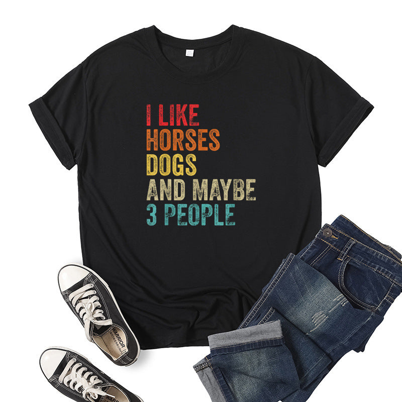 I Like Horses Short Sleeve Crew Neck Top